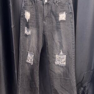 Women's Distressed Black Jeans